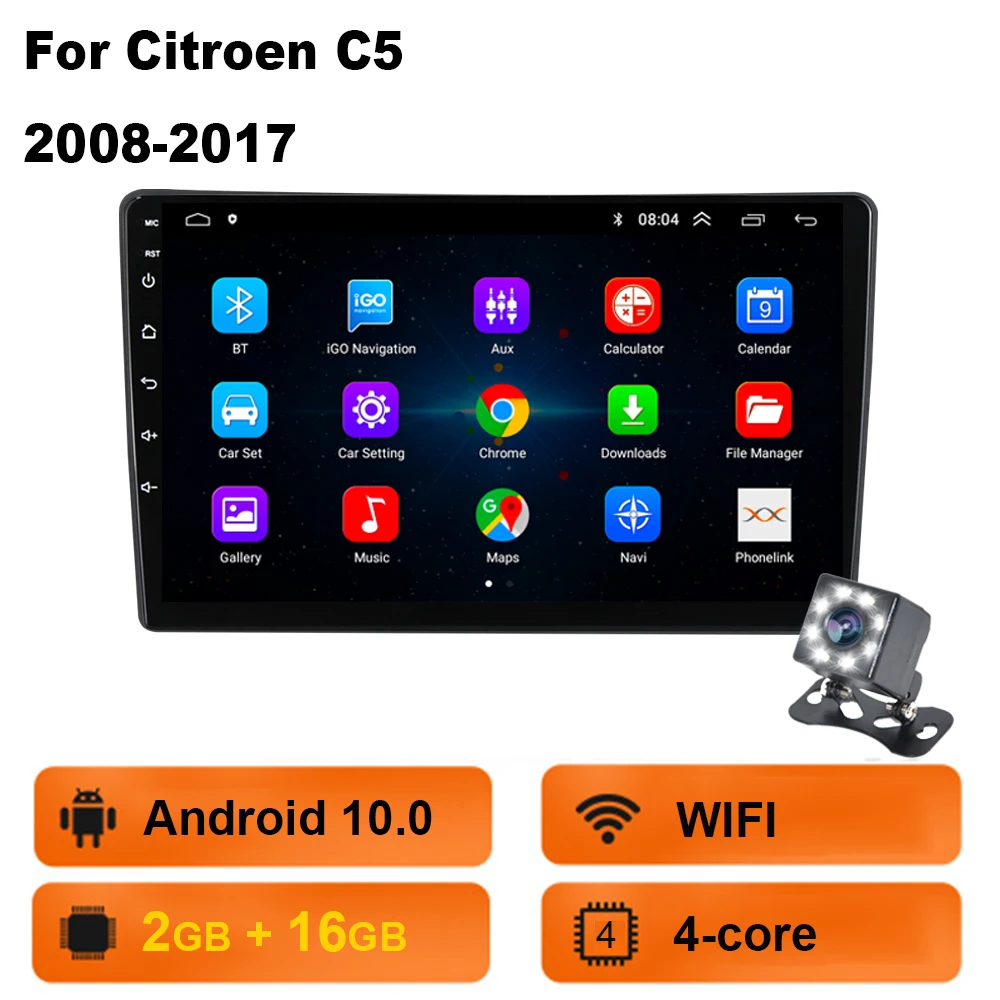 Autoradio Android 9 Pouces Pour Peugeot 407 2004-2011 – CarPlay/Android Auto Sans Fil – GPS, WiFi, Bluetooth 5.0 – 4 Go RAM + 64 Go ROM – Avec Caméra De Recul