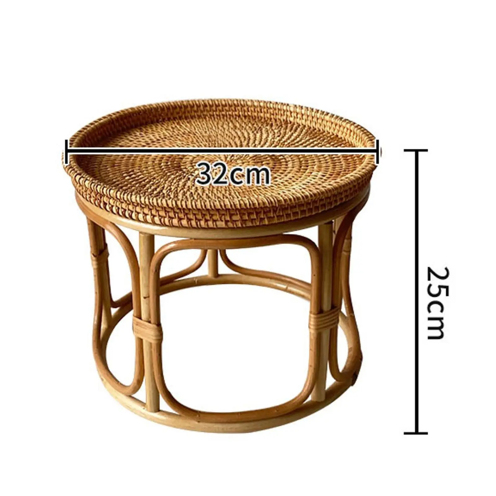 Rattan Side Table Home Decor Ornament NightStand for Farmhouse Proch Balcony