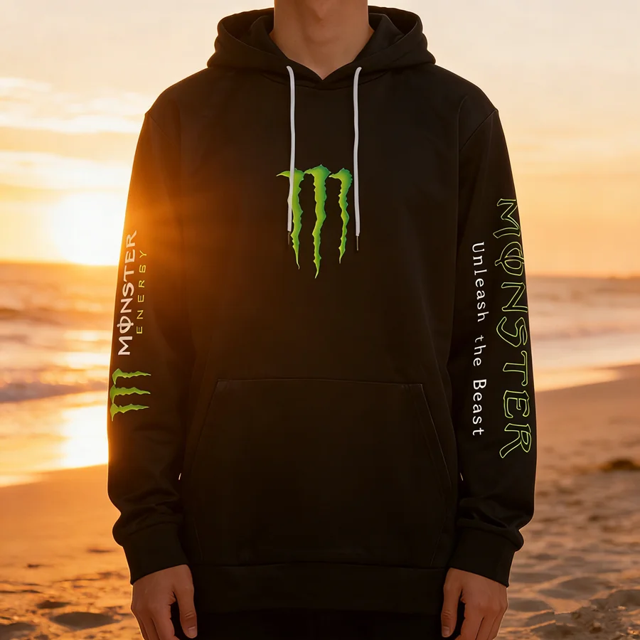Monster Energy Hoodies – Charcoal Gray Streetwear Pullover For Men & Women