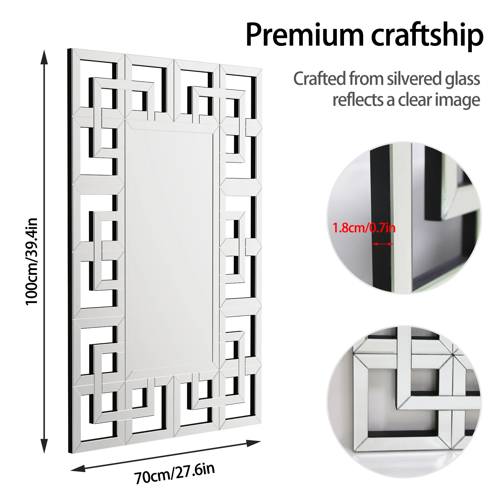 40 Inch Art Decor Wall Mirrors Large Grecian Venetian Mirror Vanity Sliver for Hotel Home Beveled Edge Accent Mirror 5