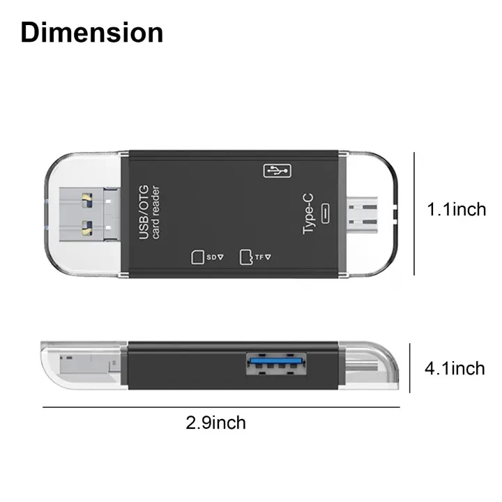 6 in 1 Reader USB 3.0 to Type C/SD/TF Memory Card Adapter for Mobile Phone Laptop Accessories Multifunction Card reader_voghion.com