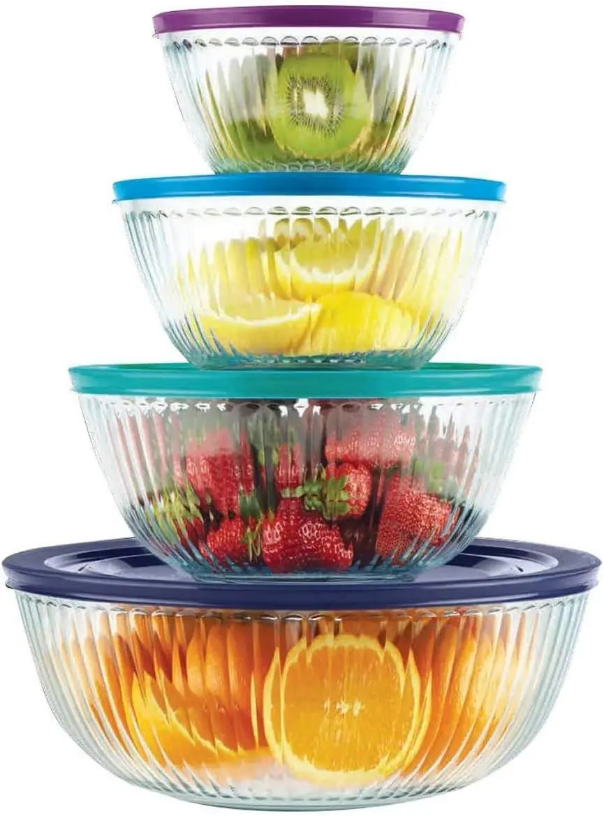 

Piece Ribbed Bowl (4) Set Including Assorted Colored Locking Lids (Ribbed) посуда для кухни Plastic bowls Smiski p