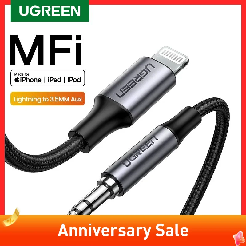 

UGREEN MFi Lightning to 3.5mm Aux Cable for iPhone 11 Pro Max X 8 7 3.5 mm Headphone Jack Adapter Male Aux Stereo Audio Cable