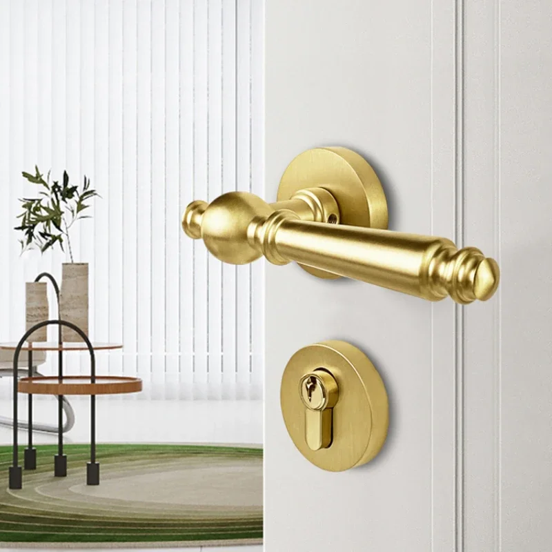 

All copper door lock, silent magnetic absorption, indoor wooden door lock, door lock, cream wind, light luxury, double
