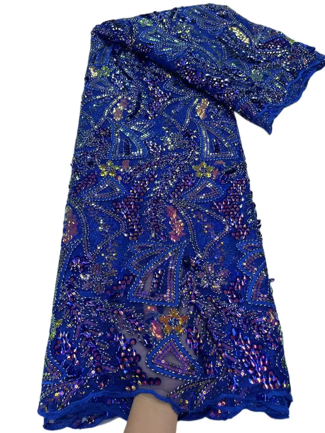 

2023 Latest Classic Elegant High Quality African Tulle Mesh Lace with Sequince Fabric For Party Evening Dress NN3558_H