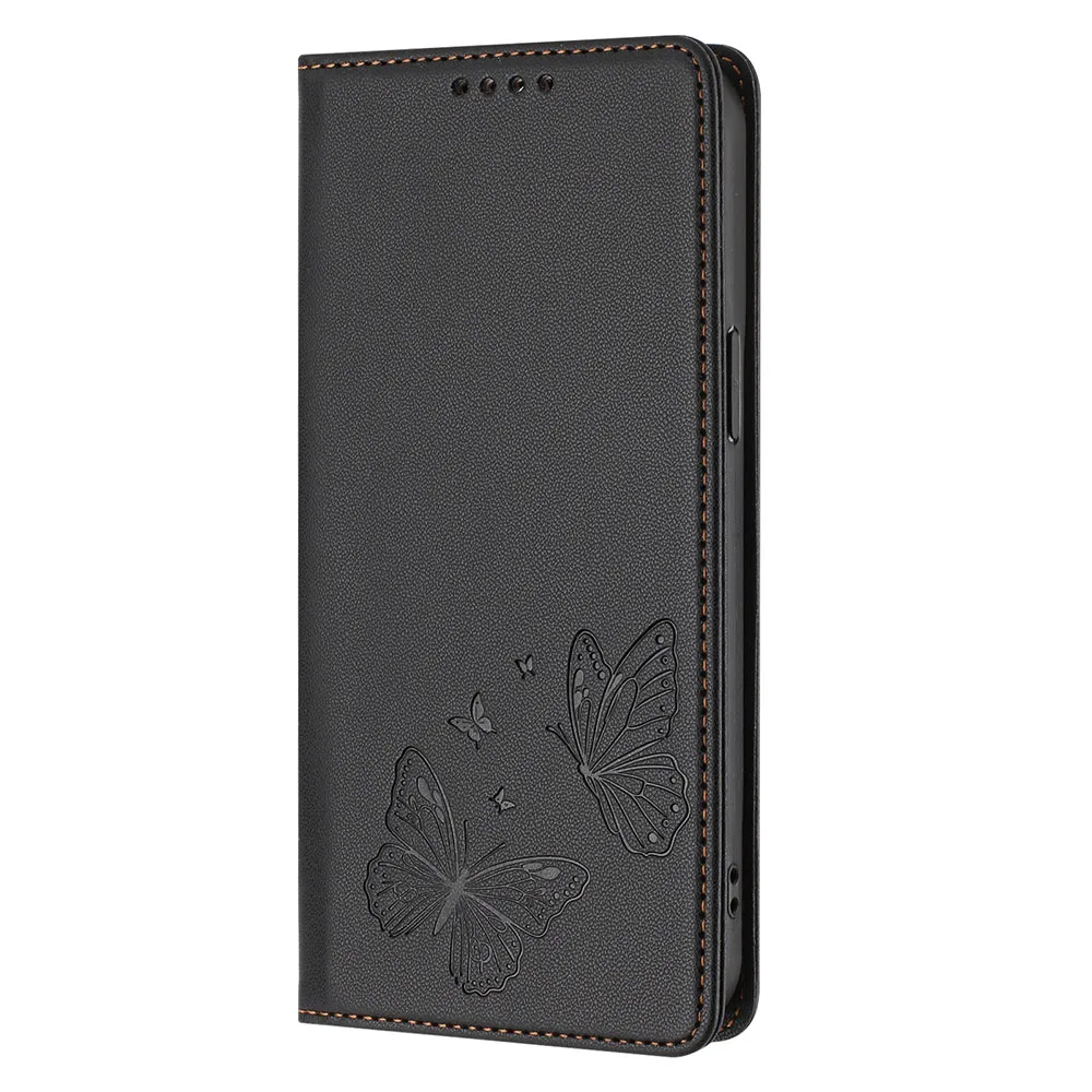 Magnetic Wallet Flip Leather Case with Butterfly Flower Design