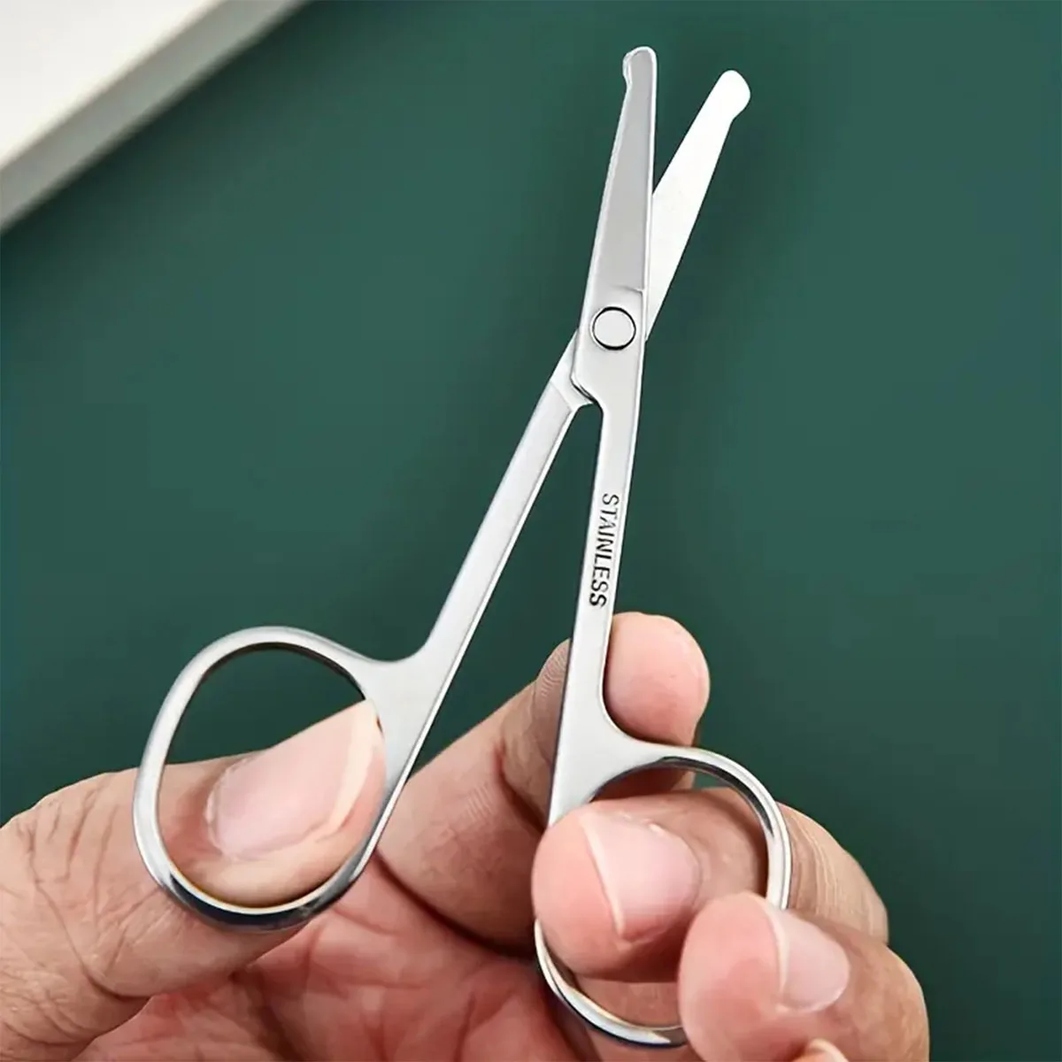 Description Picture 2 of item1pc Stainless steel round nose hair trimming scissors, specially designed for precise nose hair trimming