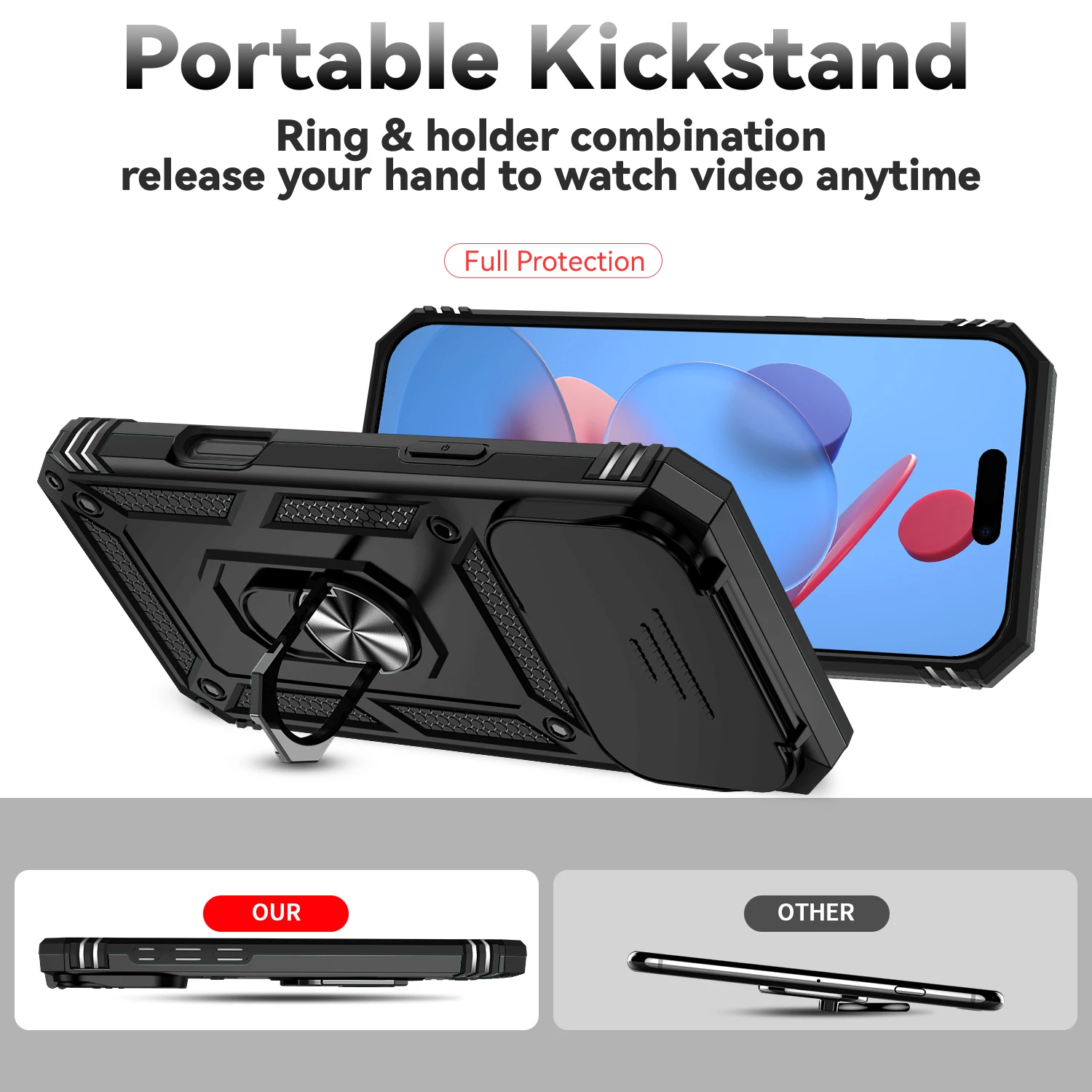 Ultimate Pro Max Kickstand Bumper Phone Shell - Heavy Duty Armor Hard Case with Air Cover Protection