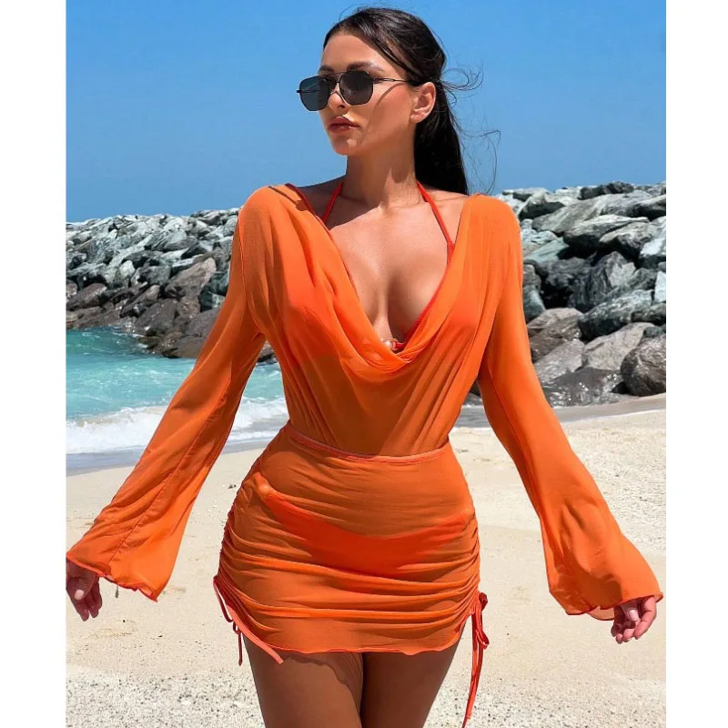 Three-Piece Cotton Solid Color Three-Piece Sexy Fashion Bathing Suit Bikini Bikini Women