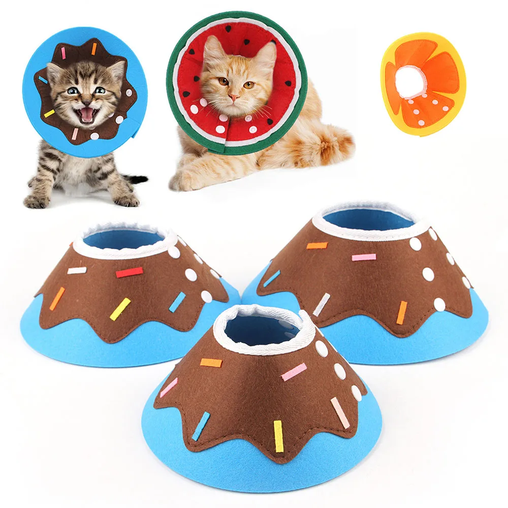 

Adjustable Felt Cat Collar Puppy Kitten Wound Healing Neck Cone Recovery Protective Collars Anti Bite Lick Elizabethan Circle