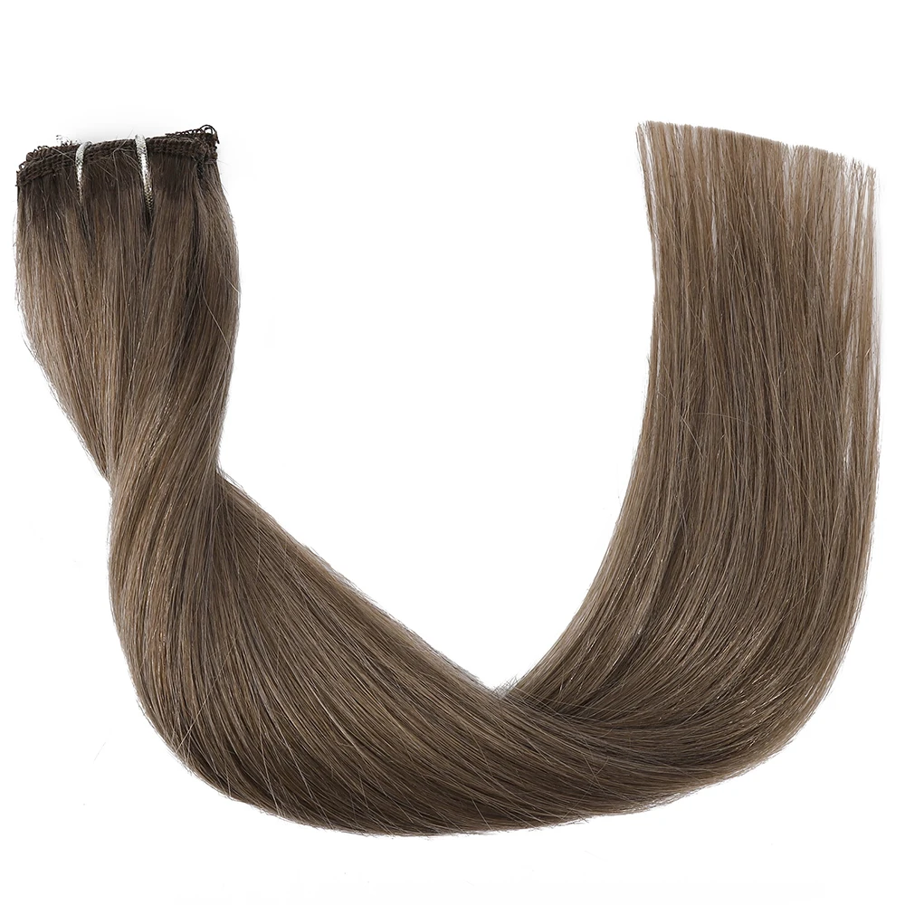 25g 5pcs Brazilian human hair ash light brown #8 straight clip-in hair extensions for women