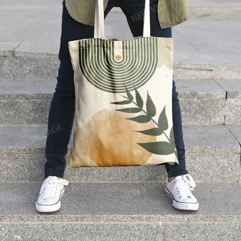 Canvas shoulder bag organization storage Handbags cosmetics travel Women's bag Shopping Fabric pouch nordic boho grocerie 4
