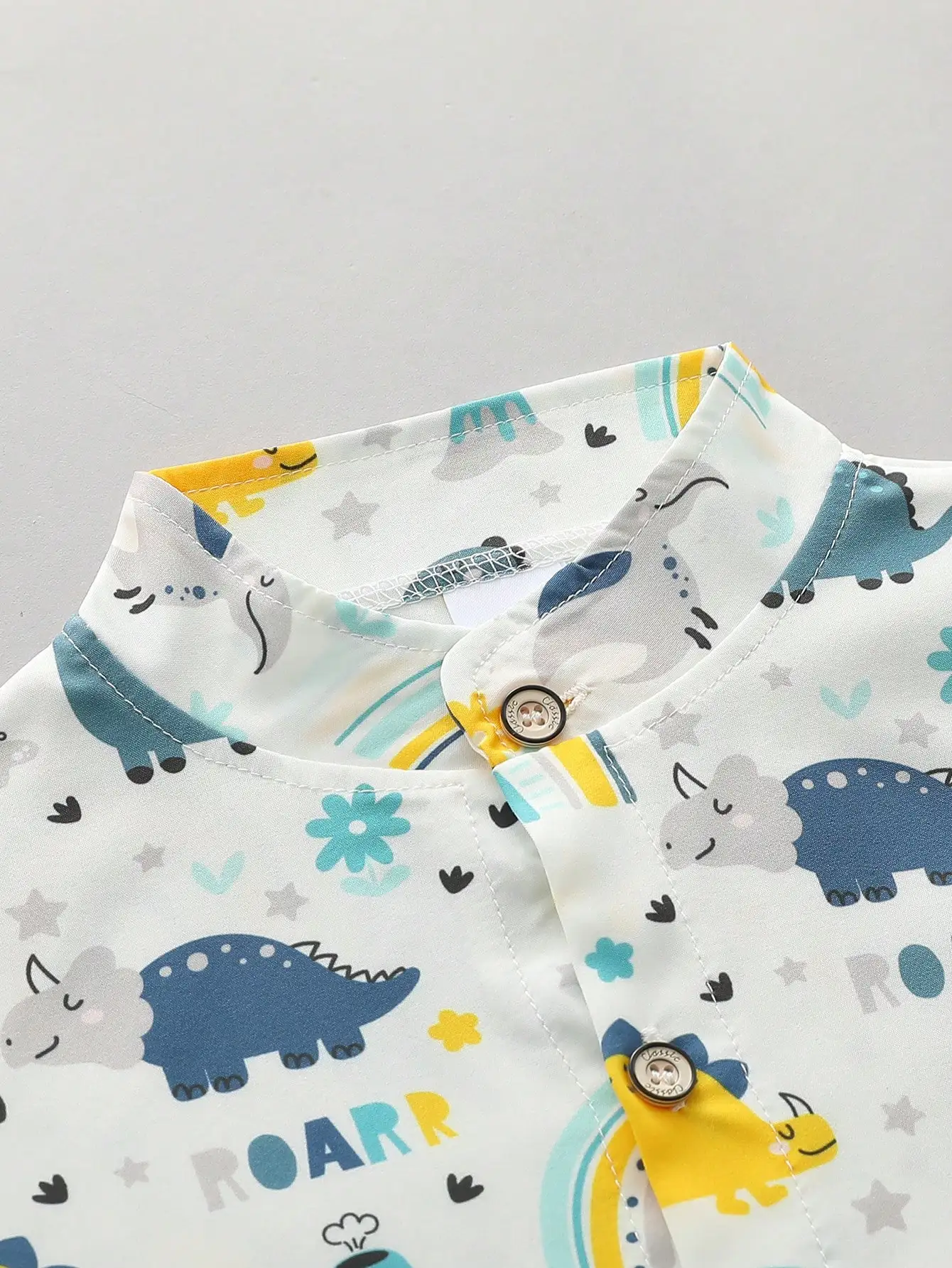Summer sunshine dinosaur random print short-sleeved shirt and shorts set for male infants and toddlers 3