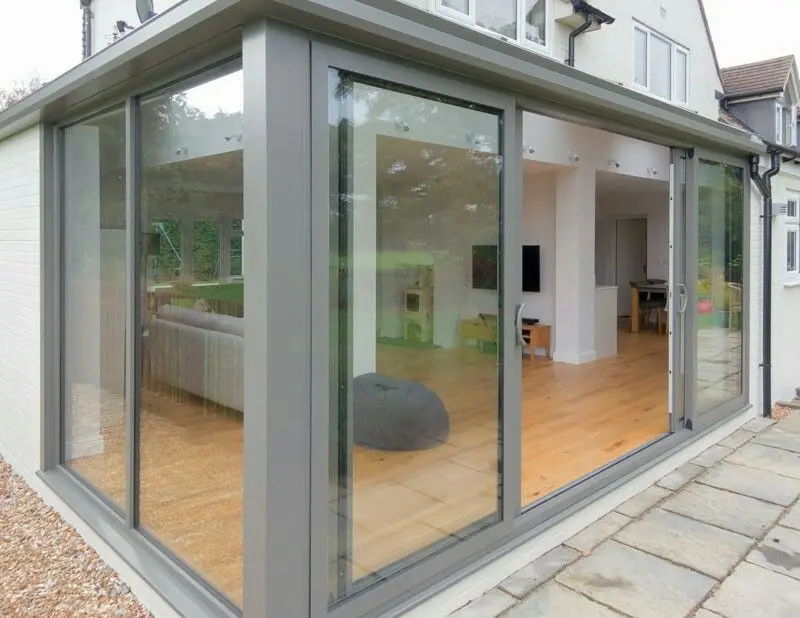 Tempered Glass Sliding Doors Sliding Shop Front Door Alloy Aluminum Tempered Lowe Glazed Aluminium Doors with Grill