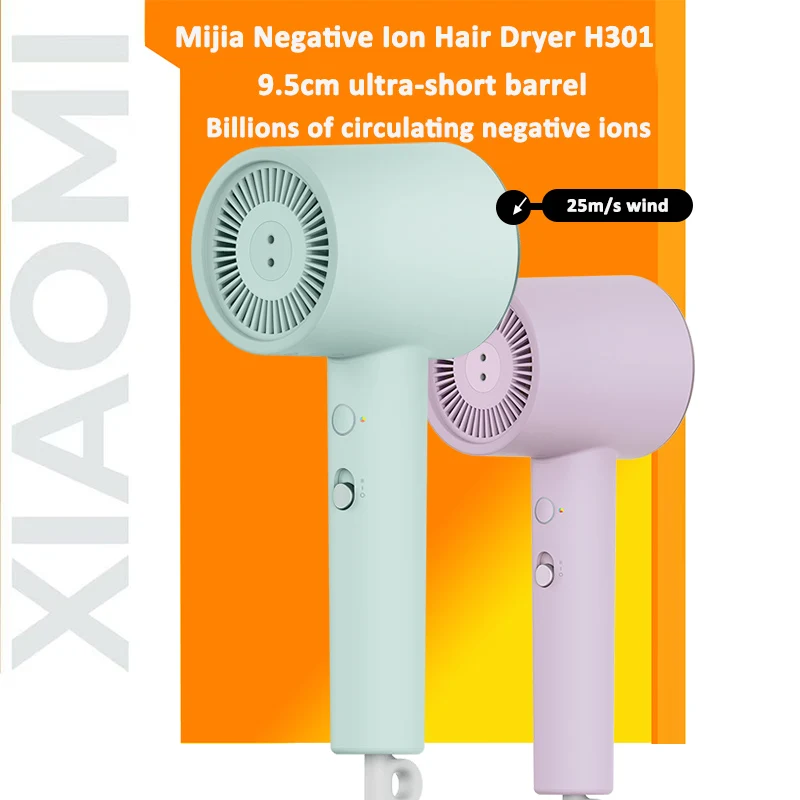 Portable Anion Hair Dryer 1800W 25m/s Wind Speed for XIAOMI MIJIA H301