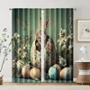 2pcs, Curtain Fabric 2D print Charming retro Easter bunny Polyester Easy Install (without rod) Versatile All Ldeal for Bedroom, 2