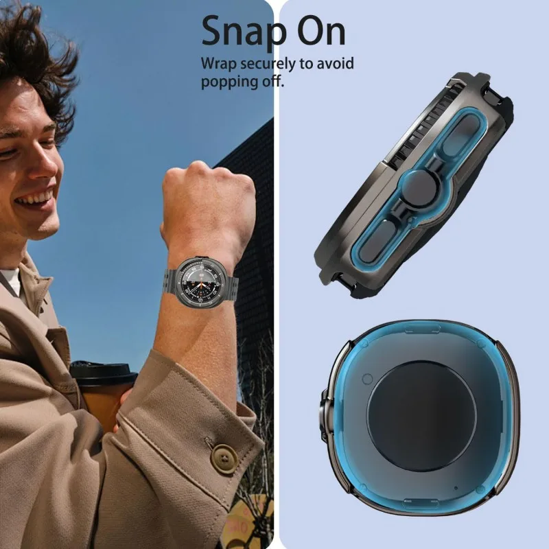 Enhanced Privacy Glass PC Case with Screen Protector Bumper for Galaxy Watch 8 Classic