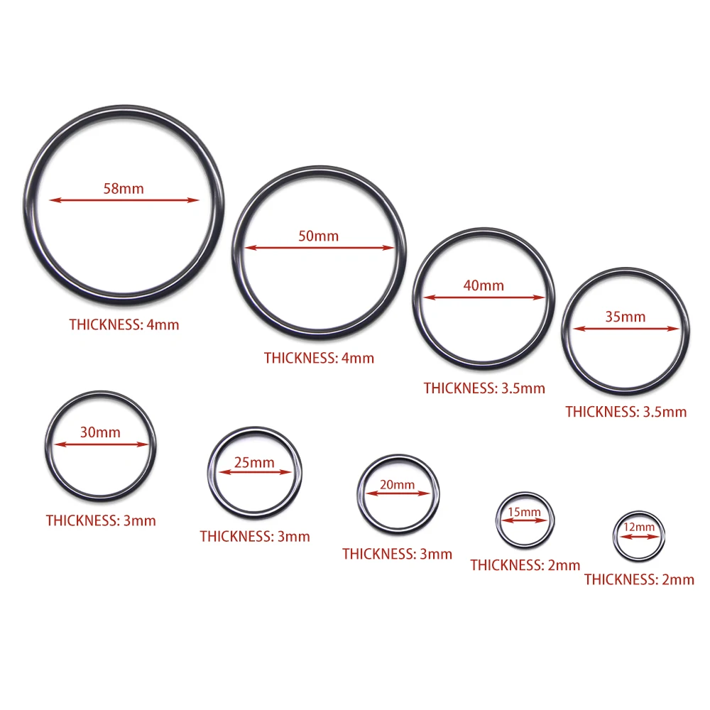 Set of 20 Versatile Circle O-Ring Buckles in Mixed Finishes - Black, Bronze, Gold, Silver