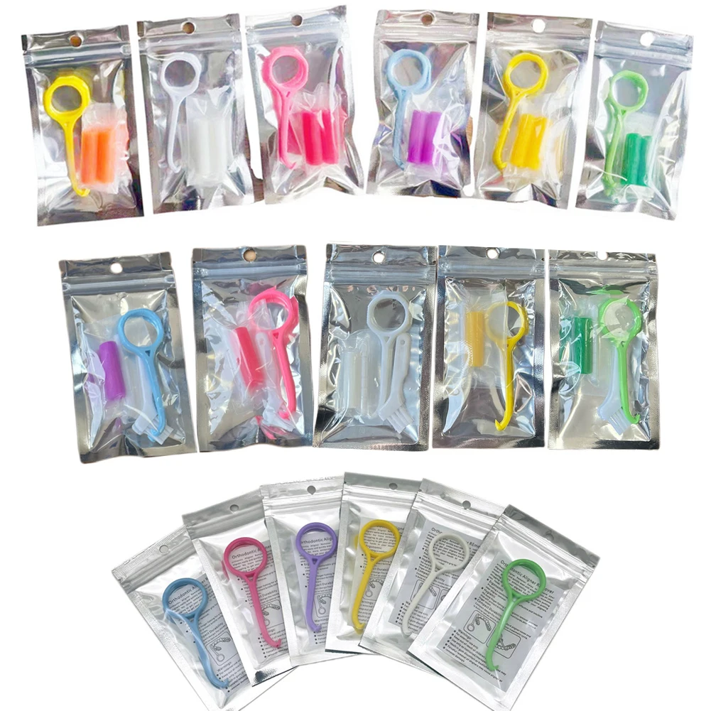 10/50/100Pcs Dental Brace Extractor Allineatore Ortodontico Chewies 6 Profumi Di Frutta Denti Orali Aligner Removal Hook Tool Set 3 Tipi