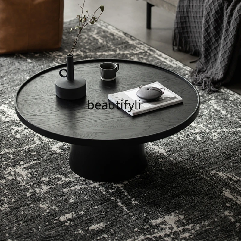 

Coffee Table Living Room Home round Solid Wood Coffee Table Light Luxury Italian Dining Table Dual-Use