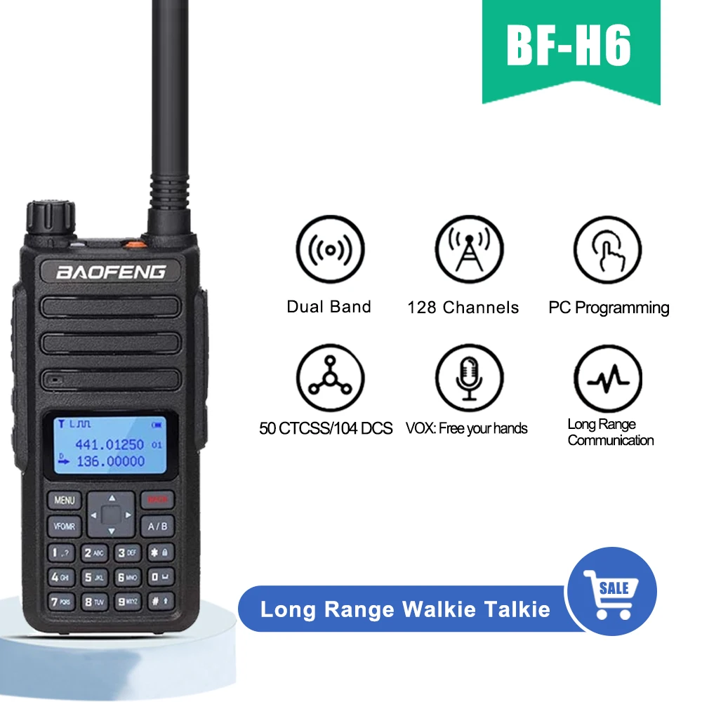 Original Baofeng BF-H6 Walkie Talkie 10KM VHF UHF Dual Band Handheld Portable Ham Radio 10W Powerful Two Way Transceiver Radio 3