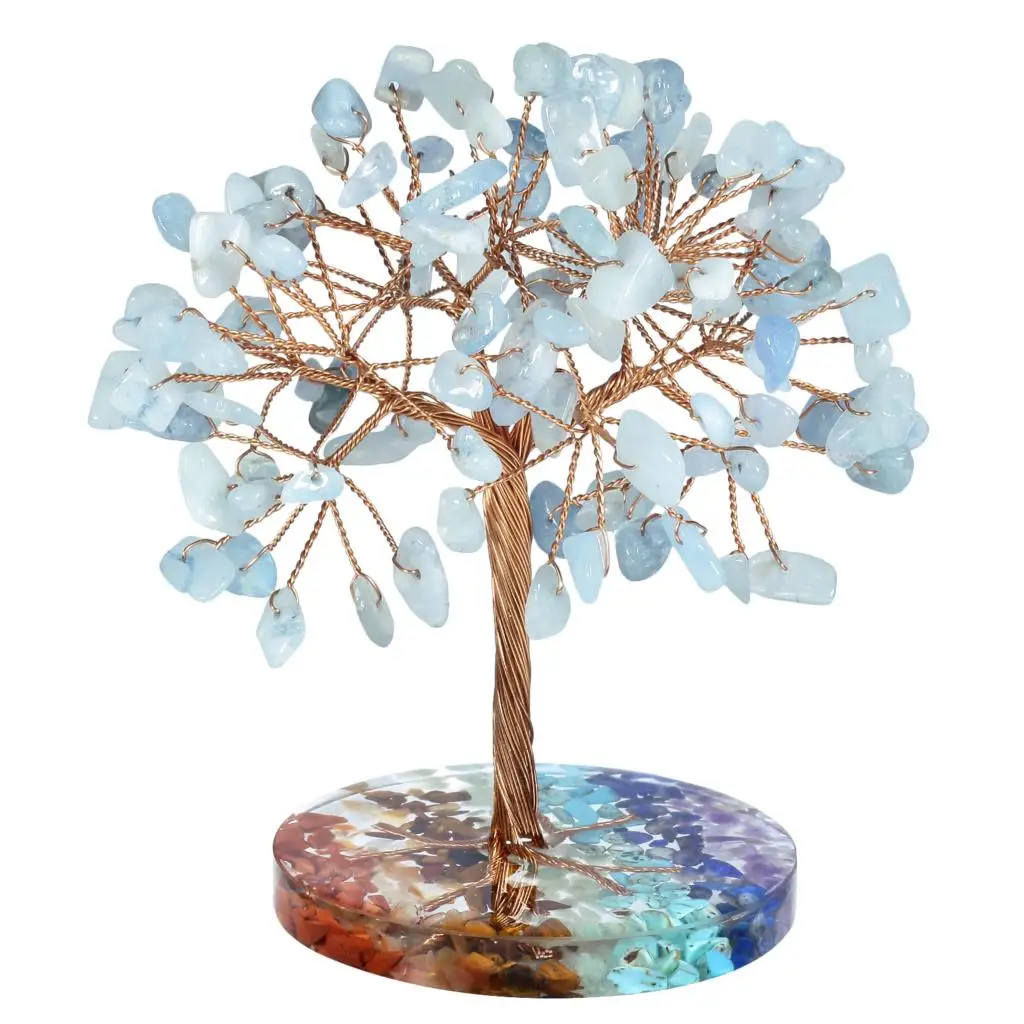 Natural Crystal Tree With 7 Chakra Stones Resin Base Lucky Money Trees Feng Shui Sculpture Home Office Decoration adjustable solid wood bookends simplicity desktop books stands storage organizer book support for office home decoration