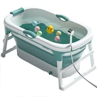 Adult Folding Plastic Bathtub  Portable Bathing Barrel Spa Bathtub 1
