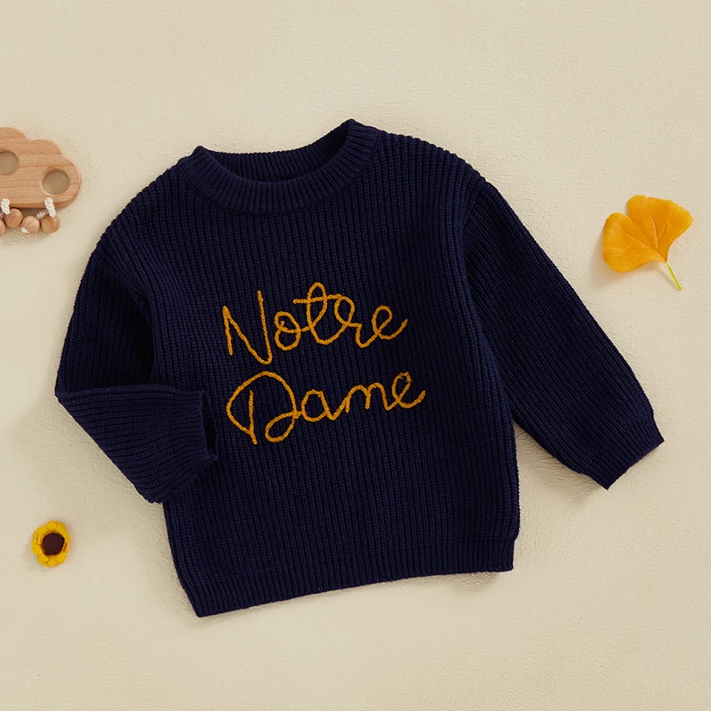 S20e2e972012443ddb135f3b21a38762dt.jpg 2024-09-18 Lioraitiin 2 Colors Toddler Kids Baby Boys Fall Sweater Letter Embroidery Long Sleeve Crew Neck Knitwear Pullover - Image 2