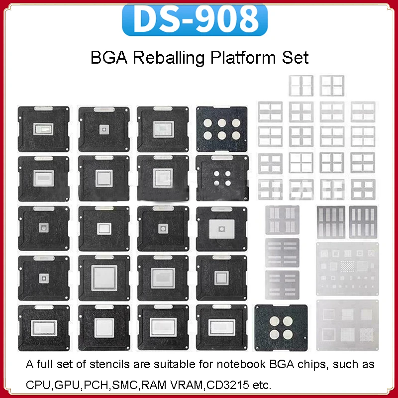 DS-908 bga reballing plattform set für alle bga chips cpu gpu pch smc ram löten tool kit zinn pflanz plattform