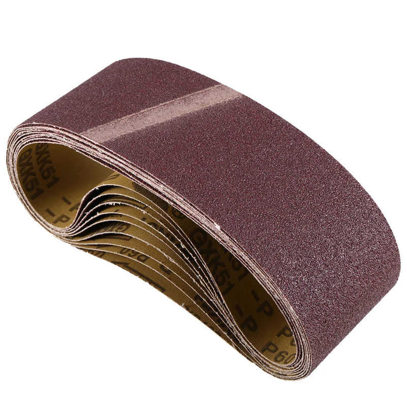 AA49 10PCS 75X533mm Sanding Belts Aluminum Oxide 3X21in Abrasive Belts P60