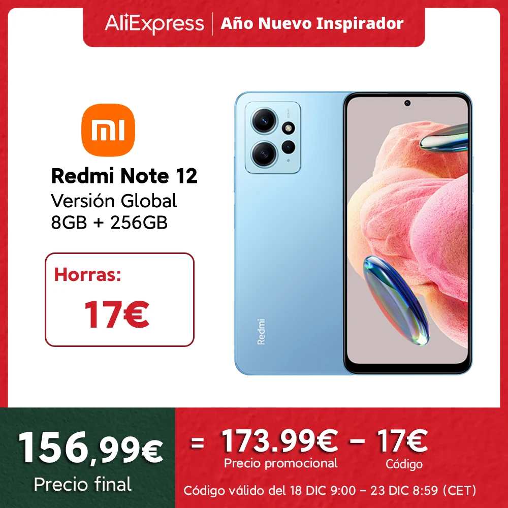 Xiaomi Redmi Note 12 Smartphone 8+256GB, Snapdragon 685, Pantalla AMOLED de 6,67″ y 120 Hz, Cámara de 50MP,  Carga rápida de 33W (Versión Global 2 Años de Garantía)