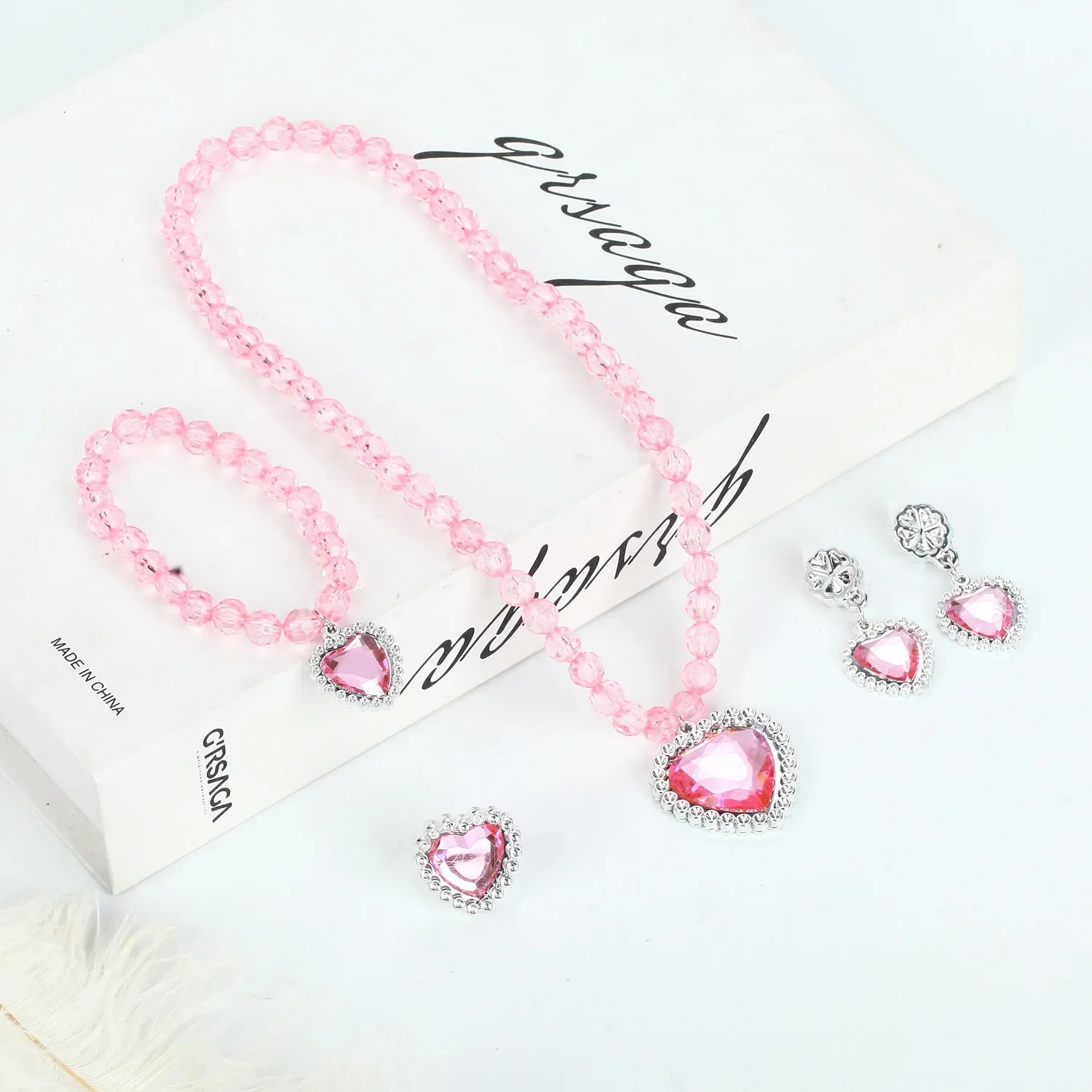 طفل الفتيات اللباس مجوهرات الديكور قلادة سوار أقراط خاتم الأميرة Coplay اكسسوارات إلسا أورورا مطرز الحلي