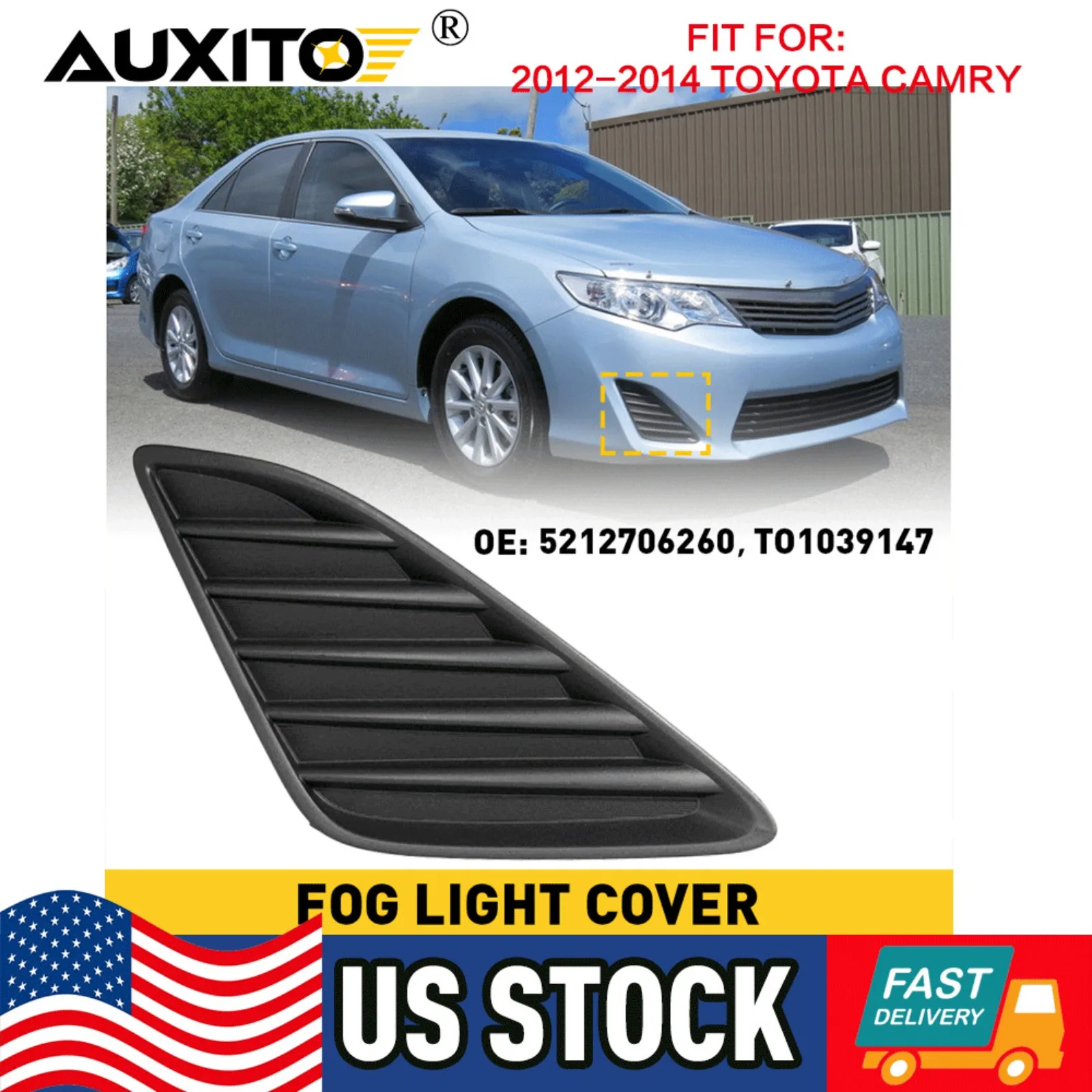 

Suitable for TY CAMRY L/LE/XLE/HYBRID 2012 2013 2014 FOG lampshade right passenger-