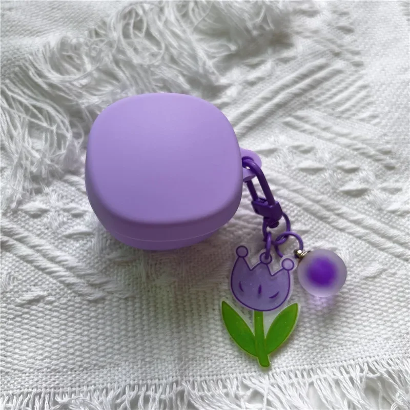 Cute Case For Samsung Galaxy Buds FE / 2 Pro Flower Case with Keychain Soft Silicone Cover for Samsung Buds Live Buds2