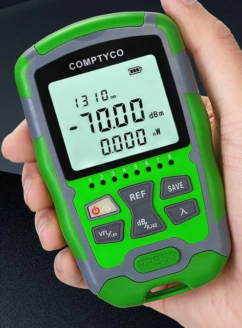 handheld ftth high precision mini fiber optical power meter 70 3 dbm optical fiber cable tester 50 20 usb charging Four-in-one mini optical power meter light all-in-one machine 5km AUA-MC70 charging model -70~+10dbm