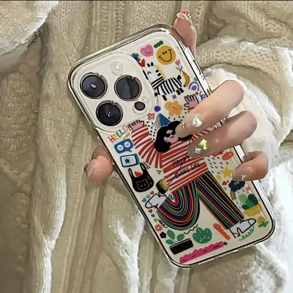 حافظة هاتف Happy Girl Line Trend لهاتف آيفون 16 15...