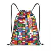 Custom 60 Flags Of The Countries Of The World Drawstring Backpack Sports Gym Bag for Women International Gift Training Sackpack 1