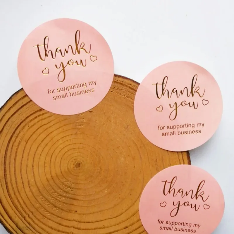 60pcs Pink 5cm roud Stickers Paper Thank You Stickers Seal labels Hot stamping Handmade Gift Stationery