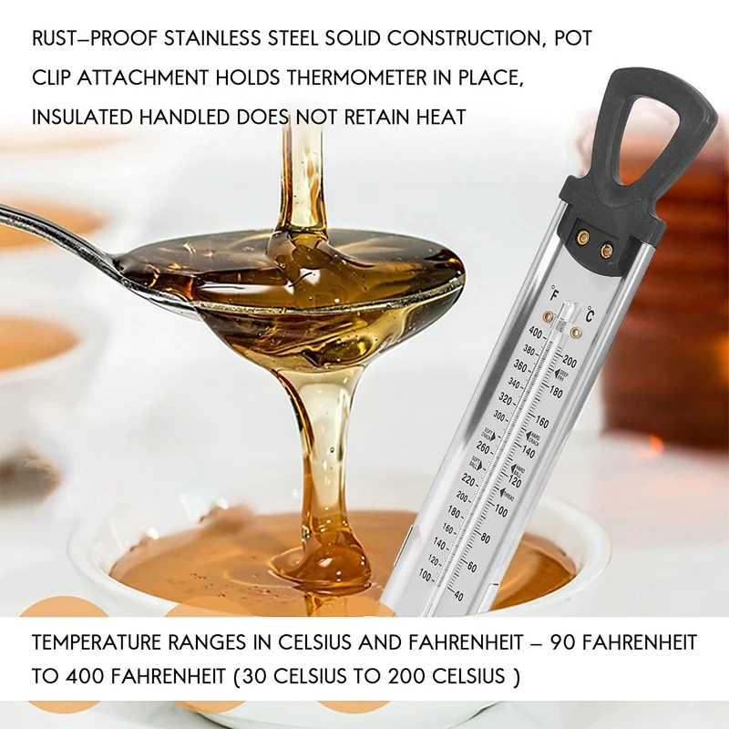 Oil Thermometer for Deep Frying 20℃～280℃/50℉～550℉ Stainless Steel Deep Frying  Thermometer with Clip for Cooking Oil Fry KXRE - AliExpress