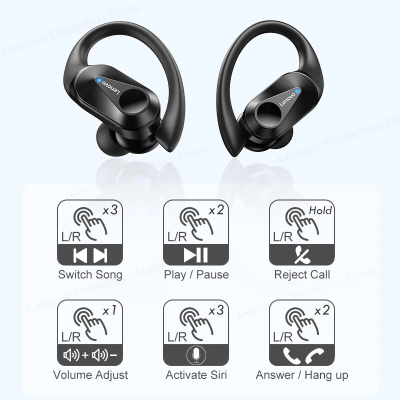 New Lenovo LP75 TWS Sports Earphones Bluetooth 5.3 Wireless Headphones Waterproof HiFi Stereo Noise Reduction Earbuds with Mics 6