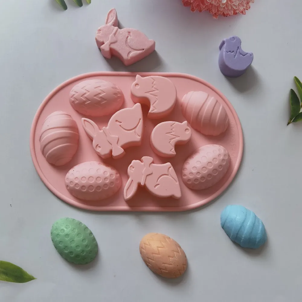 

Easter Silicone Mold Rabbit Colored Egg Chocolate Cake Candy Candle Soap Mold Holiday Decoration Baking Tools Homemade