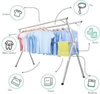 Clothes Drying Rack for Laundry Foldable, 79 inch Stainless Steel Pool Towel Rack Outdoor Free Standing Clothing Hanger Indoor 1