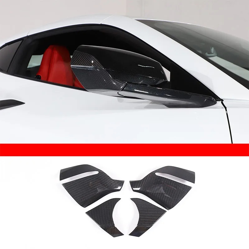 

For 2020-2023 Chevrolet Corvette C8 Real Carbon Fiber Car Rearview Mirror Lower Decorative Cover Sticker Car Accessories 4Pcs