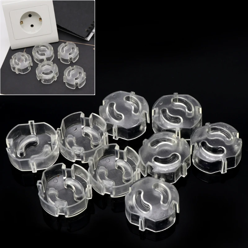 10pcs/set Socket Covers EU Kids Safety Electrical Outlet Cover Clear Baby Protection Anti Electric Shock Plug Protector