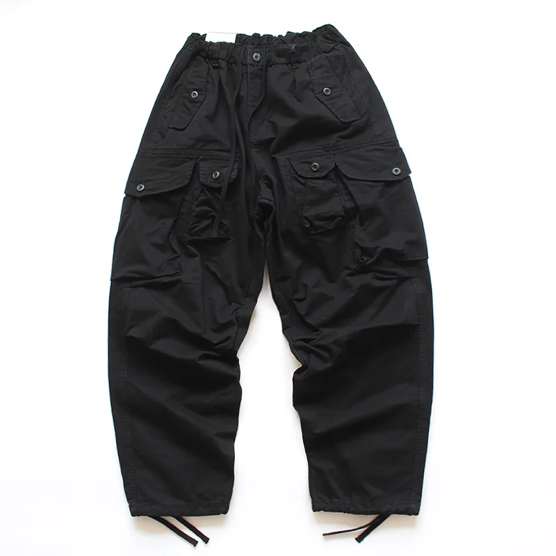 Japanese Workwear Multi Pocket Pants Men's Washed Water Outdoor Trekking Hiking Travel Longs Skateboarding Loose Fitting Trouser