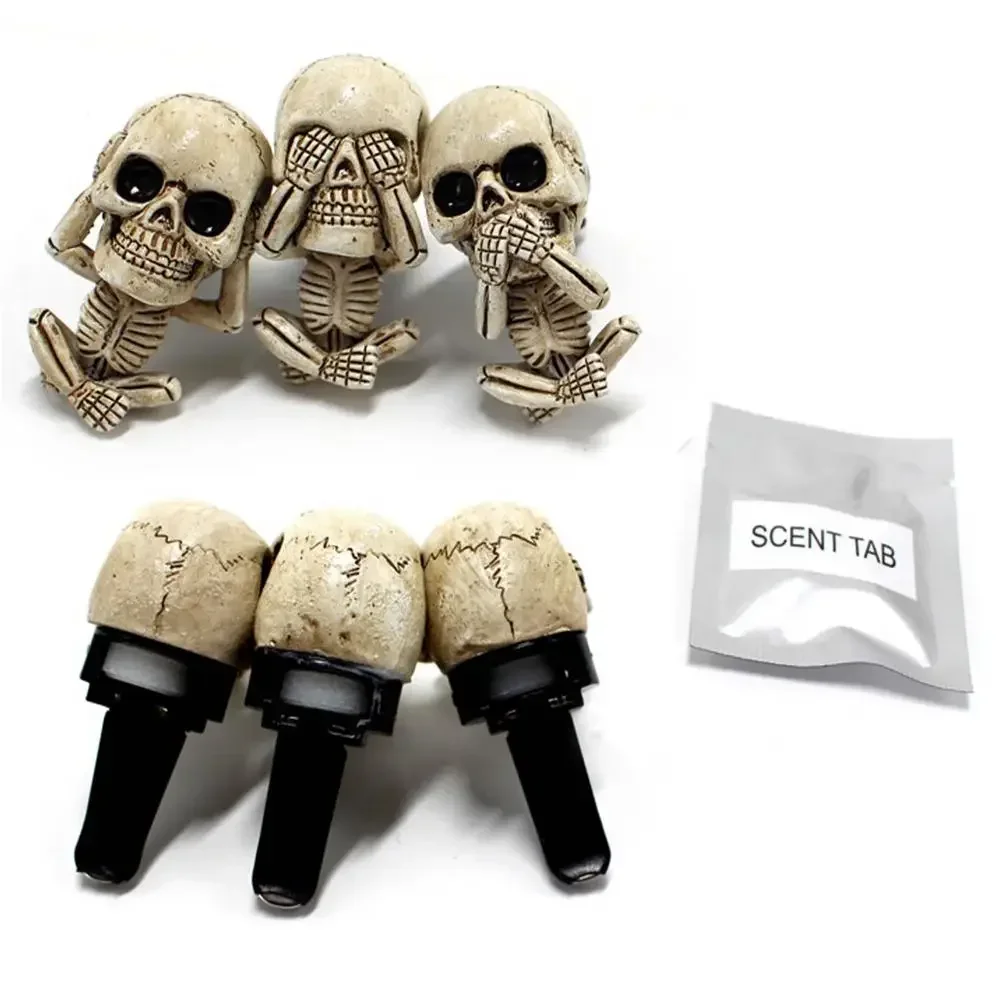 3Pcs Bone Skull Car Air Freshener Vent Clip Human Body Skeleton Aromatherapy Resin Car Perfume Diffuser Car Smell Diffuser