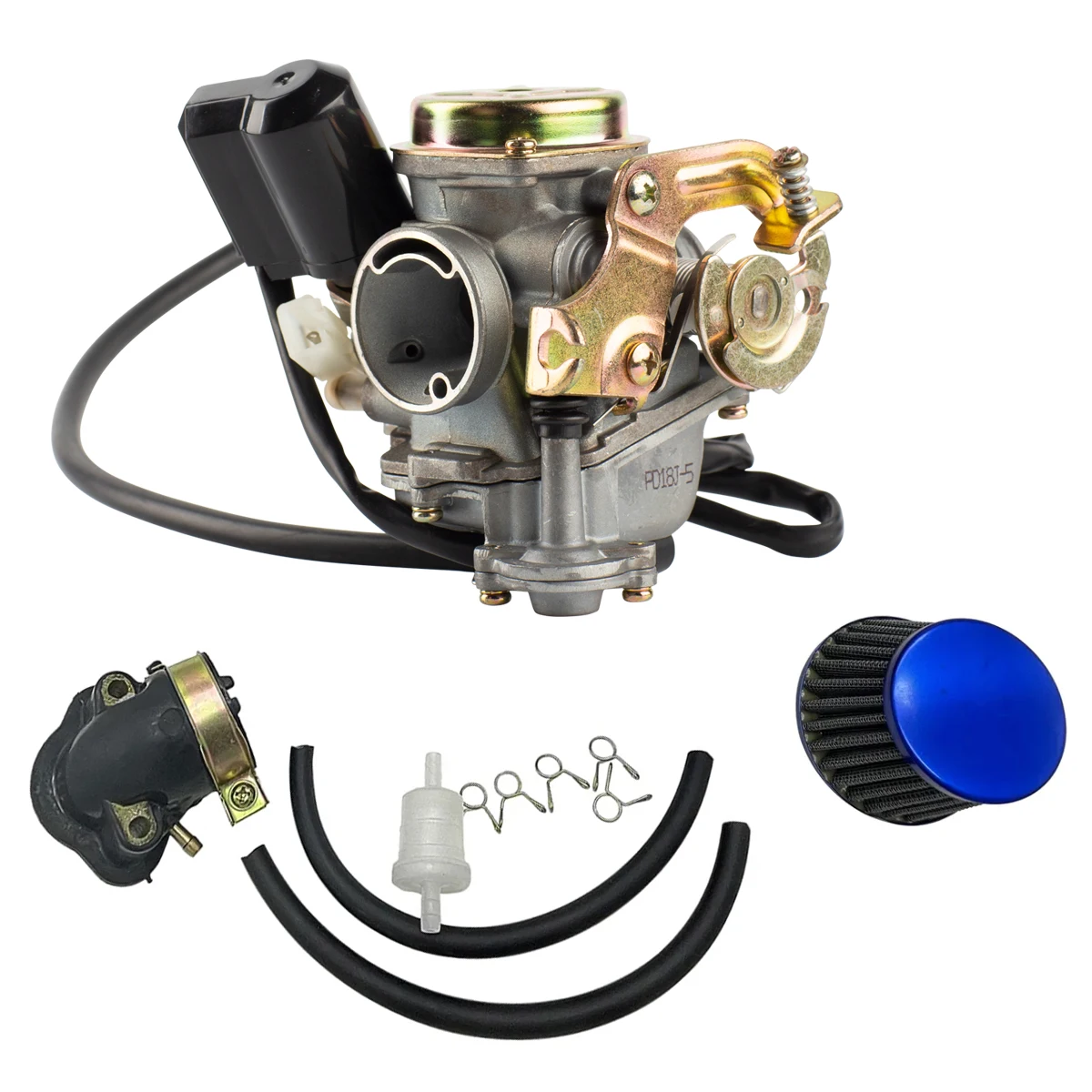 

Motorcycle PD18J 18mm GY6 50cc SCOOTER MOPED PD18J CARBURETOR CARB 139QMB 139QMA ATV QUADS GO KART BUGGY with Intake Manifold