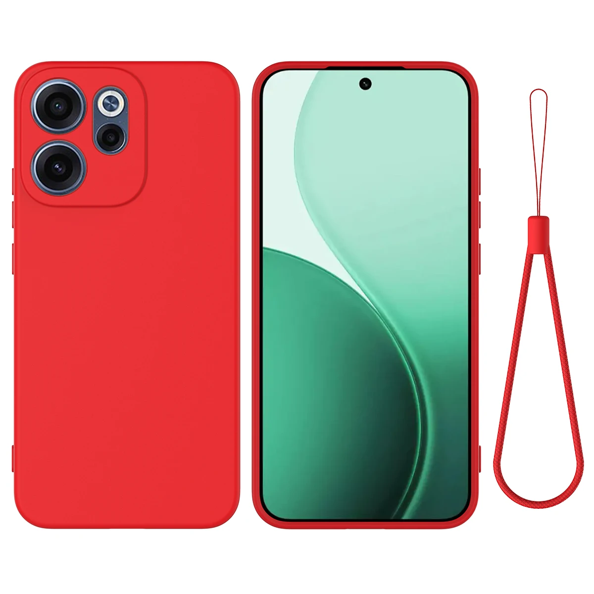 Liquid Silicone Skin-Friendly TPU Anti-Drop Case with Lanyard - Shockproof