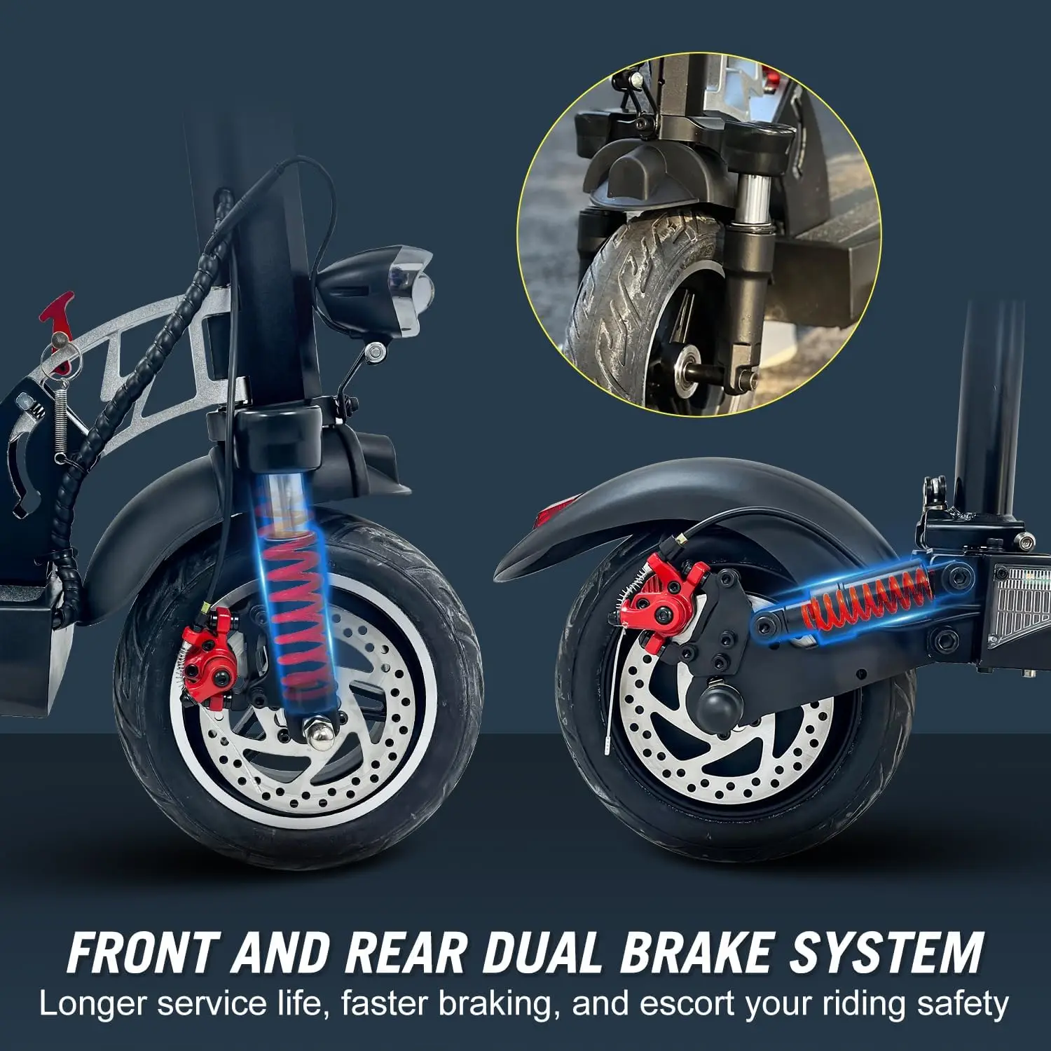 750W Electric Scooter Adults 20 MPH 10" Off-Road Tires, Dual Disk Brake System, Folding Electric Scooter with Seat for Adults