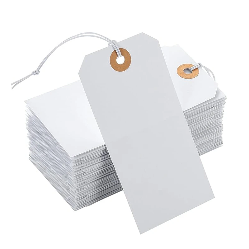 

100 PCS Perforated Cotton Elastic Line Hang Tags Card Paper Card Label Listing Classification Card Number Plate